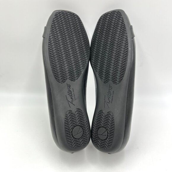 7.5W 7.5 WIDE WIDTH Trotters Black Leather Slip On Ballet Flats Shoes - Picture 8 of 13